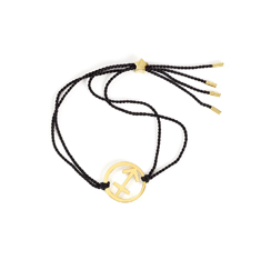 Sagittarius Zodiac Gold-black cord